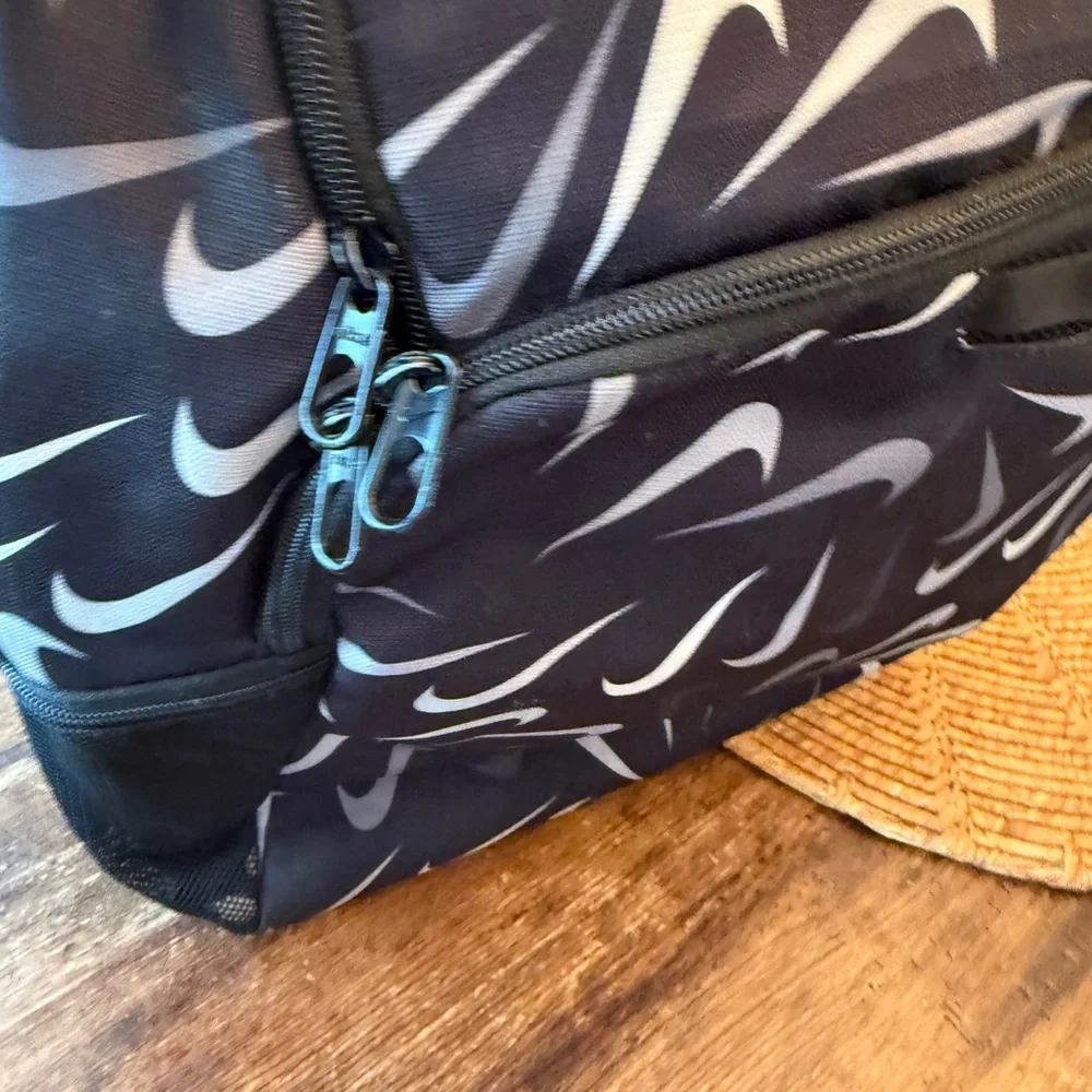 Nike Black and Gray Swoosh Logo Pattern Backpack